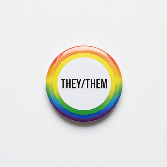 THEY THEM Pronouns Rainbow Circle Pinback 2.25-inch - My Pinbacks