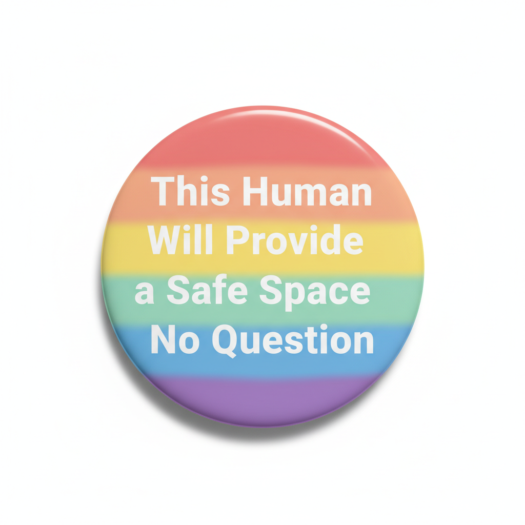 This Human Will Provide a Safe Space No Question Pinback 2.25-inch
