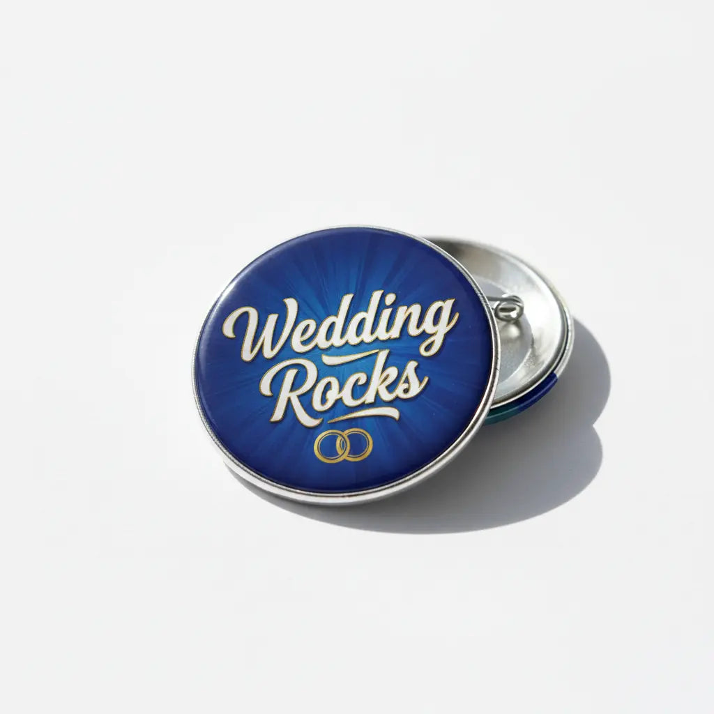 This Wedding Rocks Blue Pinback 2.25-inch