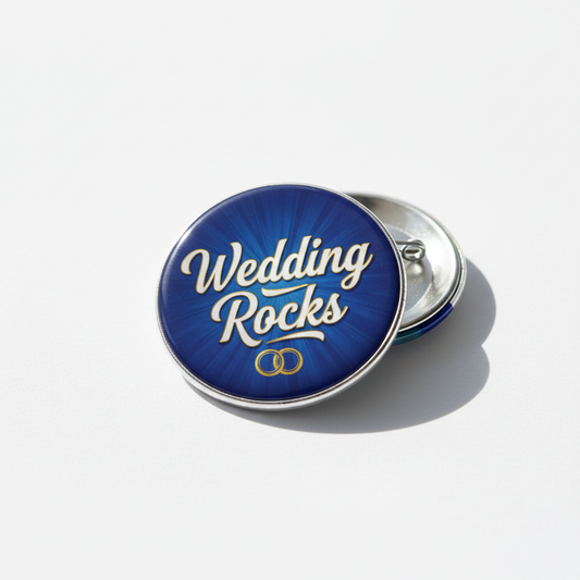 This Wedding Rocks Blue Pinback 2.25-inch