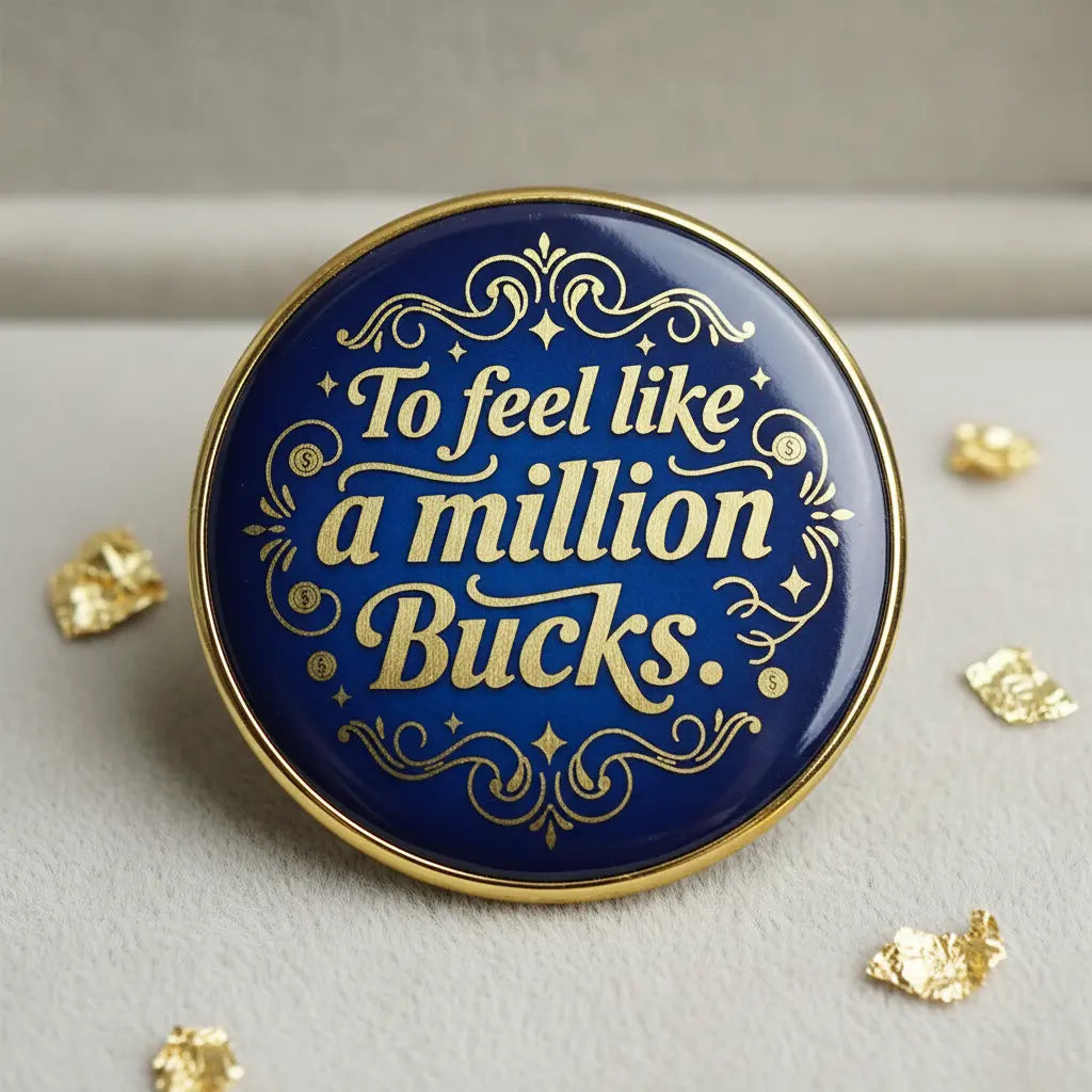To feel like a million bucks Pin Button 2.25-inch - mypinbacks.com