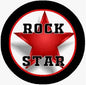 Red Rock Star pinback button with black star border and white text