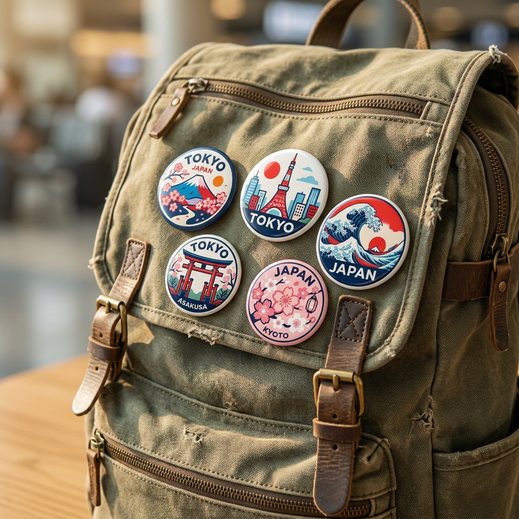 Tokyo Japan Travel Souvenir Pin Button 2.25-inch 5 Pcs