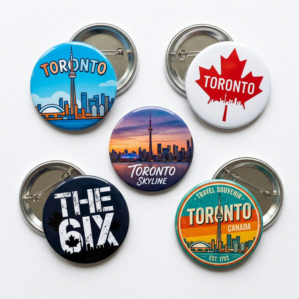 Toronto Canada Travel Souvenir Pin Button 2.25-inch 5 Pcs