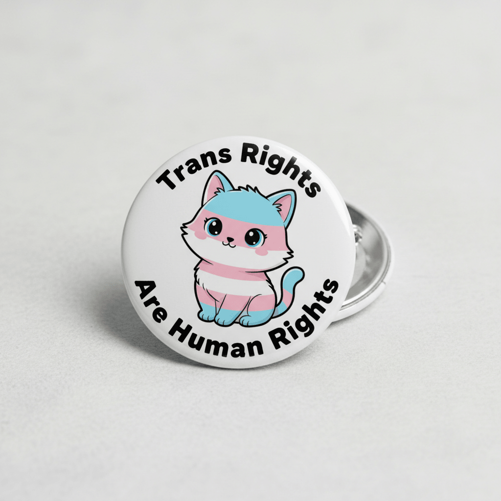 Transgender Flag Cat Trans Rights Are Human Rights Pinback 2.25-inch - My Pinbacks