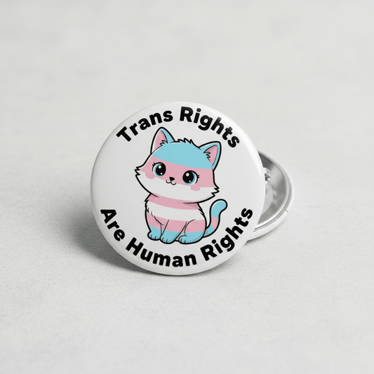 Transgender Flag Cat Trans Rights Are Human Rights Pinback 2.25-inch - My Pinbacks
