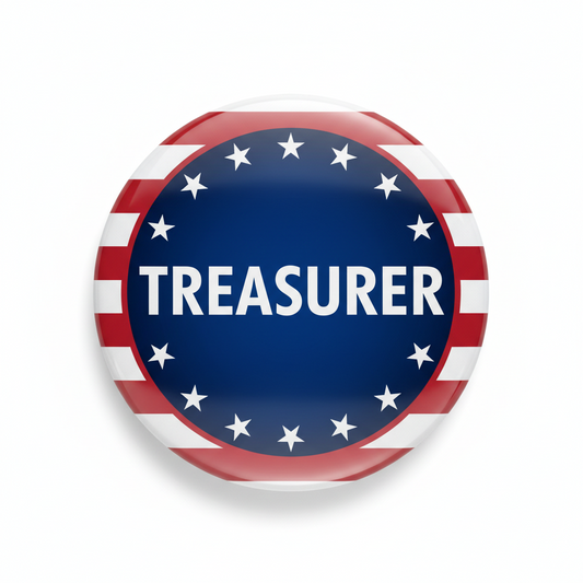 Treasurer Red White Blue Stars Pinback 2.25-inch