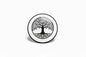 Retractable badge reel, black circle housing with Tree of Life tree emblem.