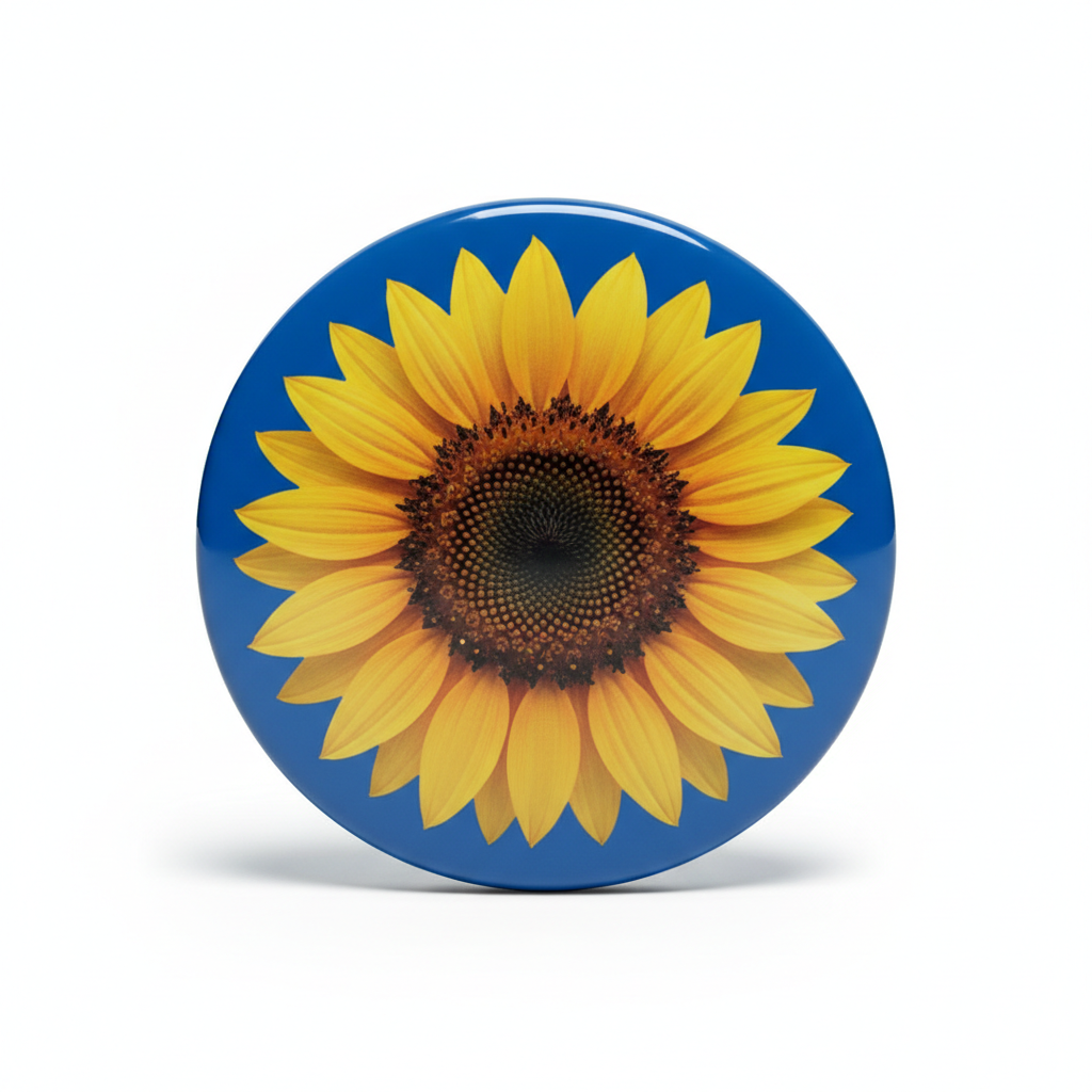 Ukraine Flag Colors Yellow Blue Sunflower Flower Pinback 2.25-inch