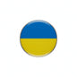 Round felt badge reel with blue and yellow flag design