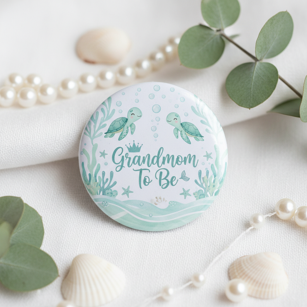 Under The Sea Ocean Baby Shower Grandmom Pinback 2.25-inch