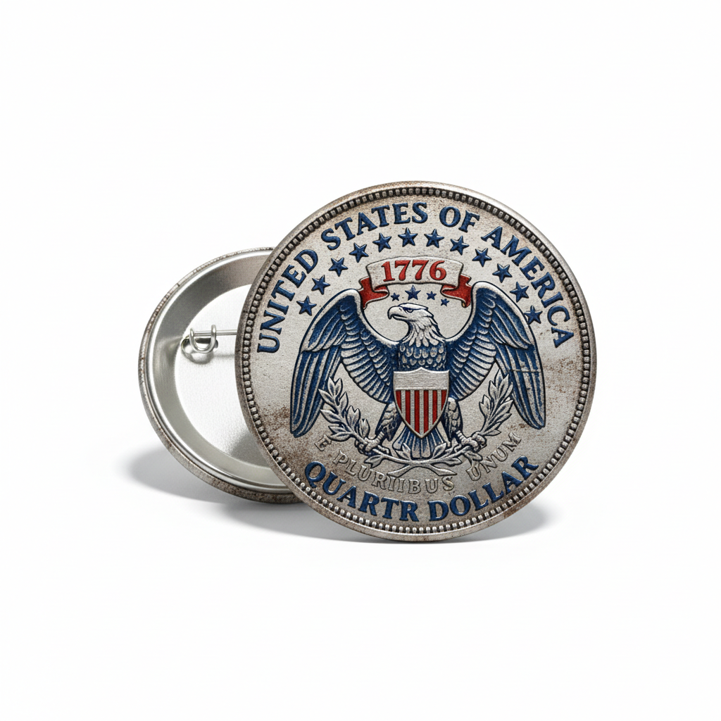 United States of America Quarter Dollar 1776 Pinback 2.25-inch