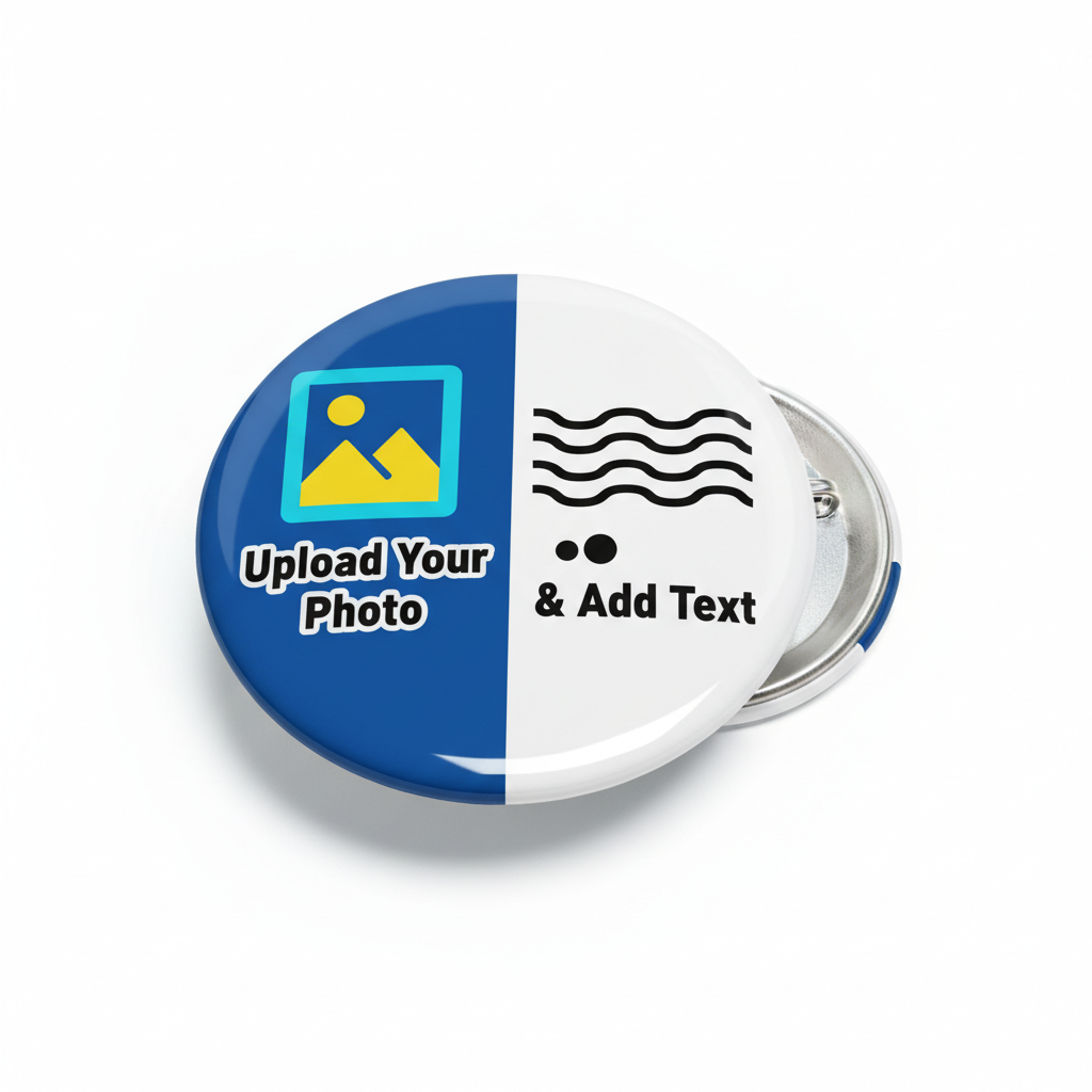 Upload Picture Photo & Add Text – Customize Pinback 2.25-inch