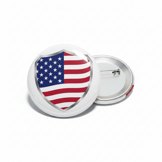 USA Flag Crest Button Pinback 2.25-inch