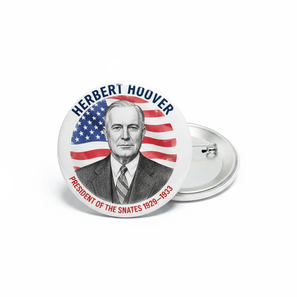 USA President HERBERT HOOVER 1929-1933 Pin Button 2.25-inch - mypinbacks.com