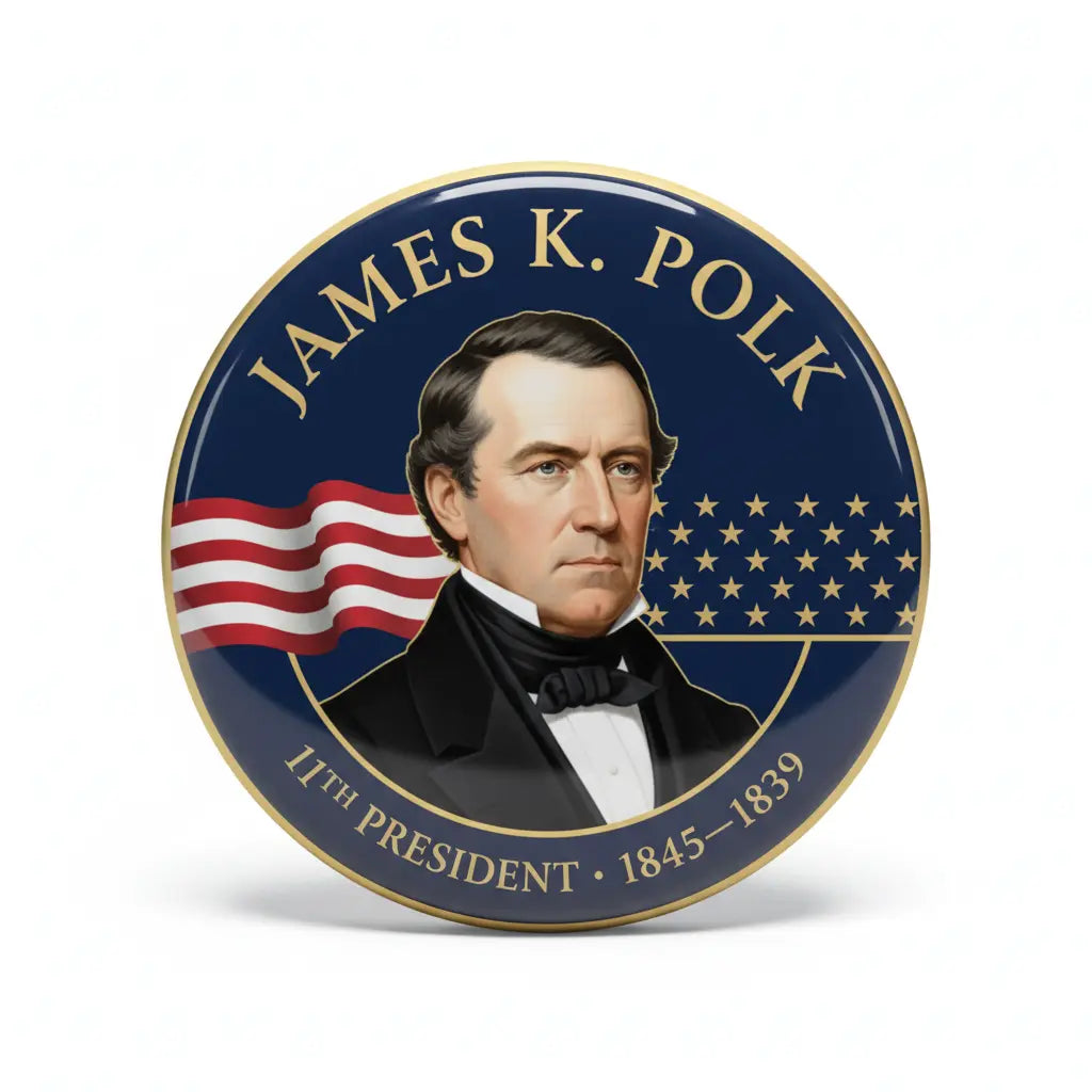 USA President JAMES K. POLK 1845-1849 Pin Button 2.25-inch - mypinbacks.com
