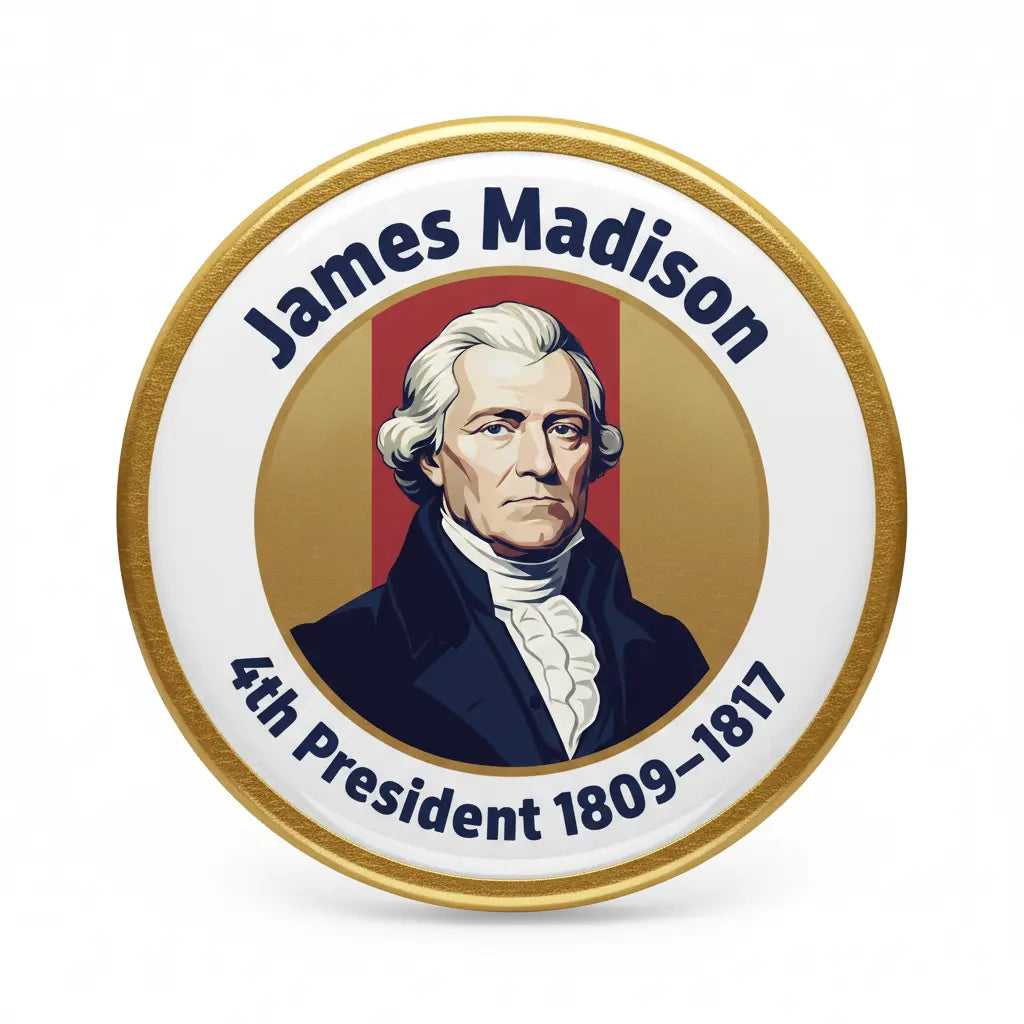 USA President JAMES MADISON 1809-1817 Pin Button 2.25-inch - mypinbacks.com