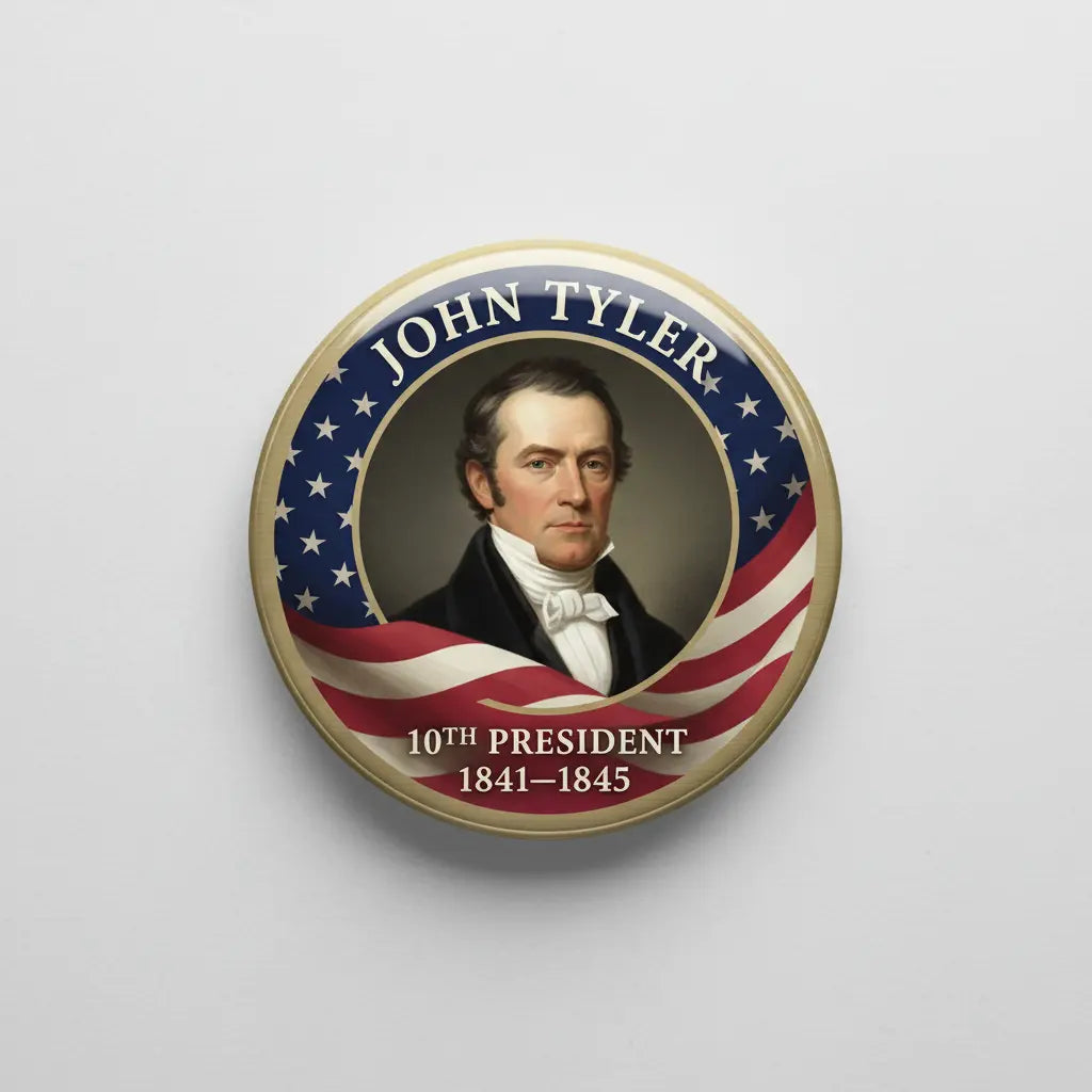 USA President JOHN TYLER 1841-1845 Pin Button 2.25-inch - mypinbacks.com