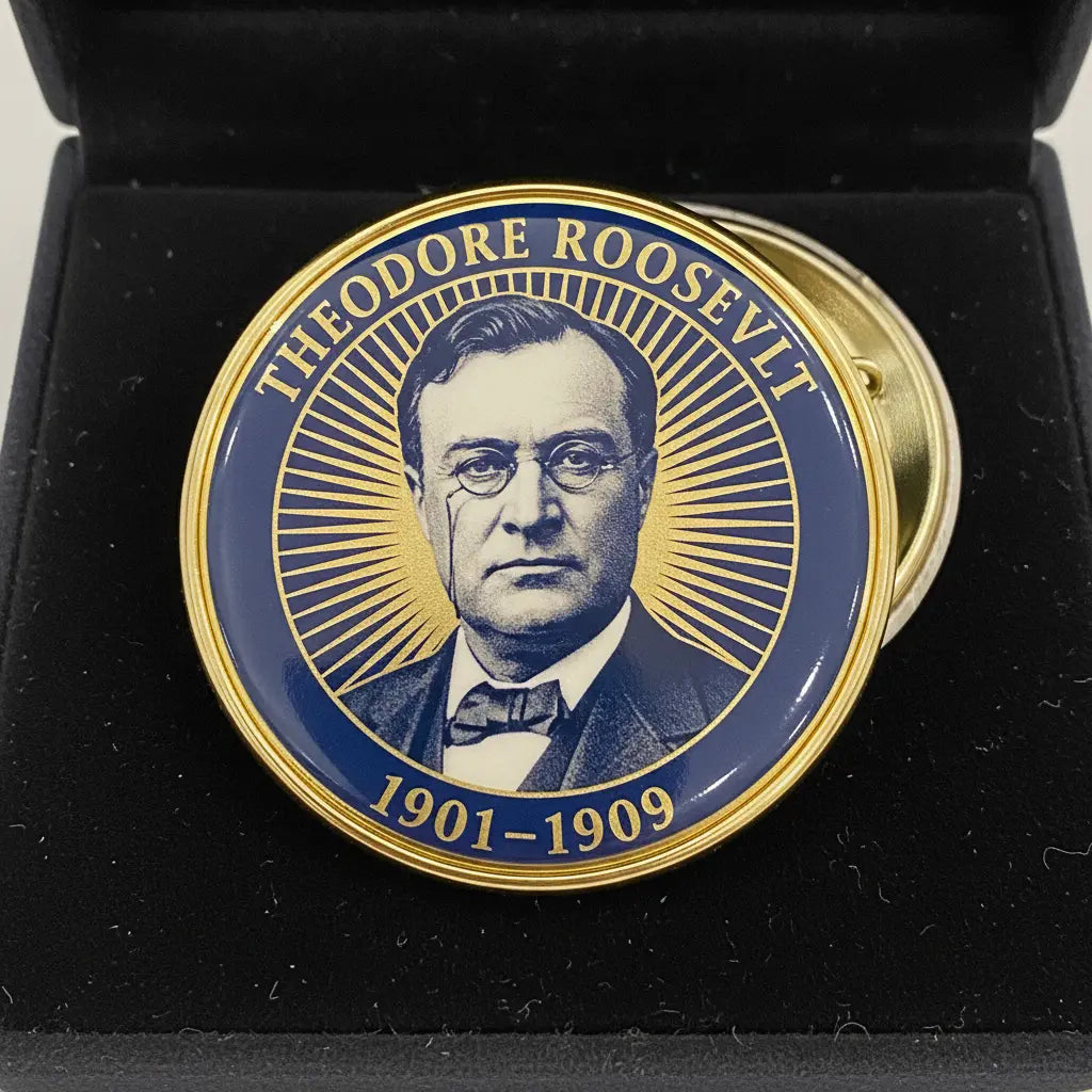 USA President THEODORE ROOSEVELT 1901-1909 Pin Button 2.25-inch - mypinbacks.com