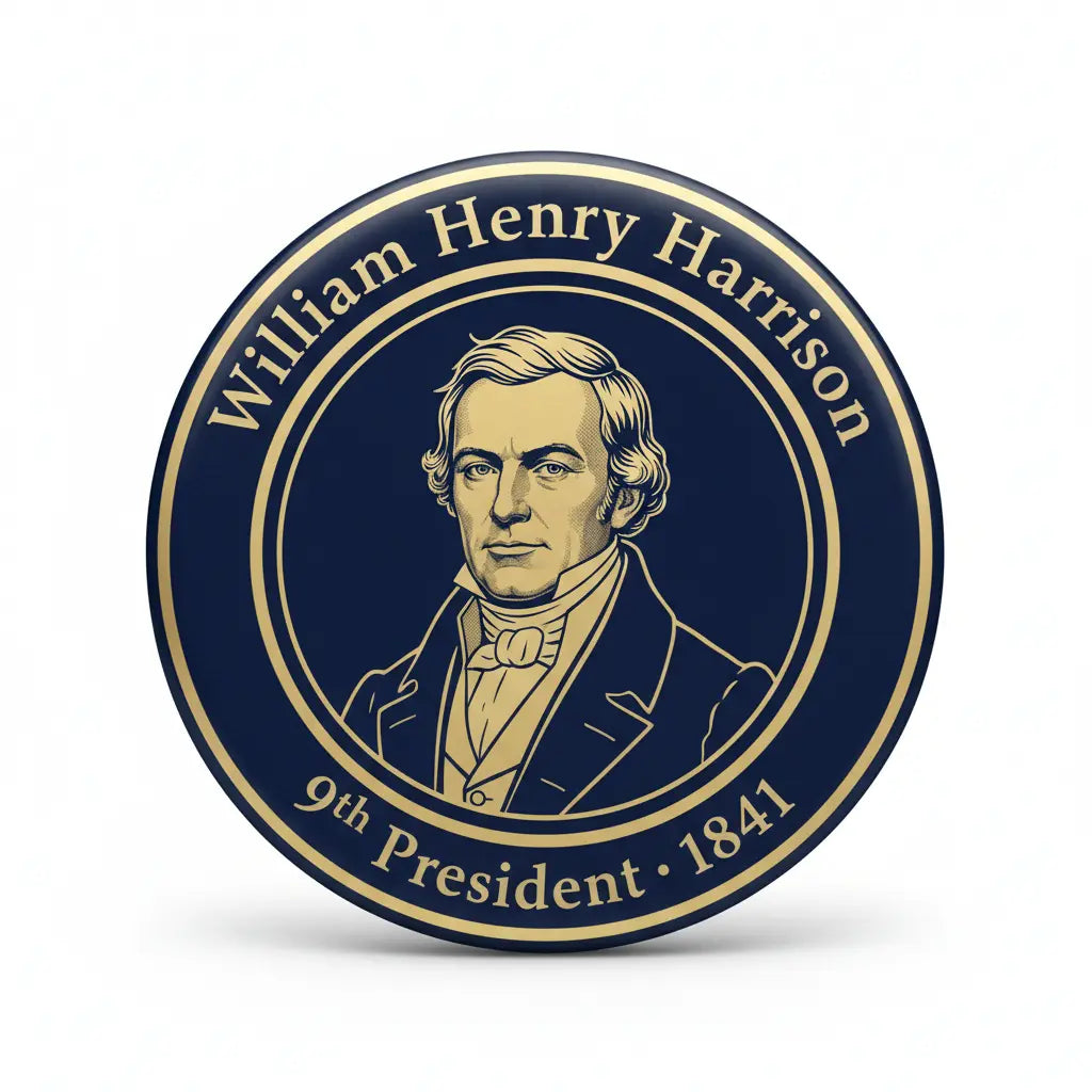 USA President WILLIAM HENRY HARRISON 1841 Pin Button 2.25-inch - mypinbacks.com