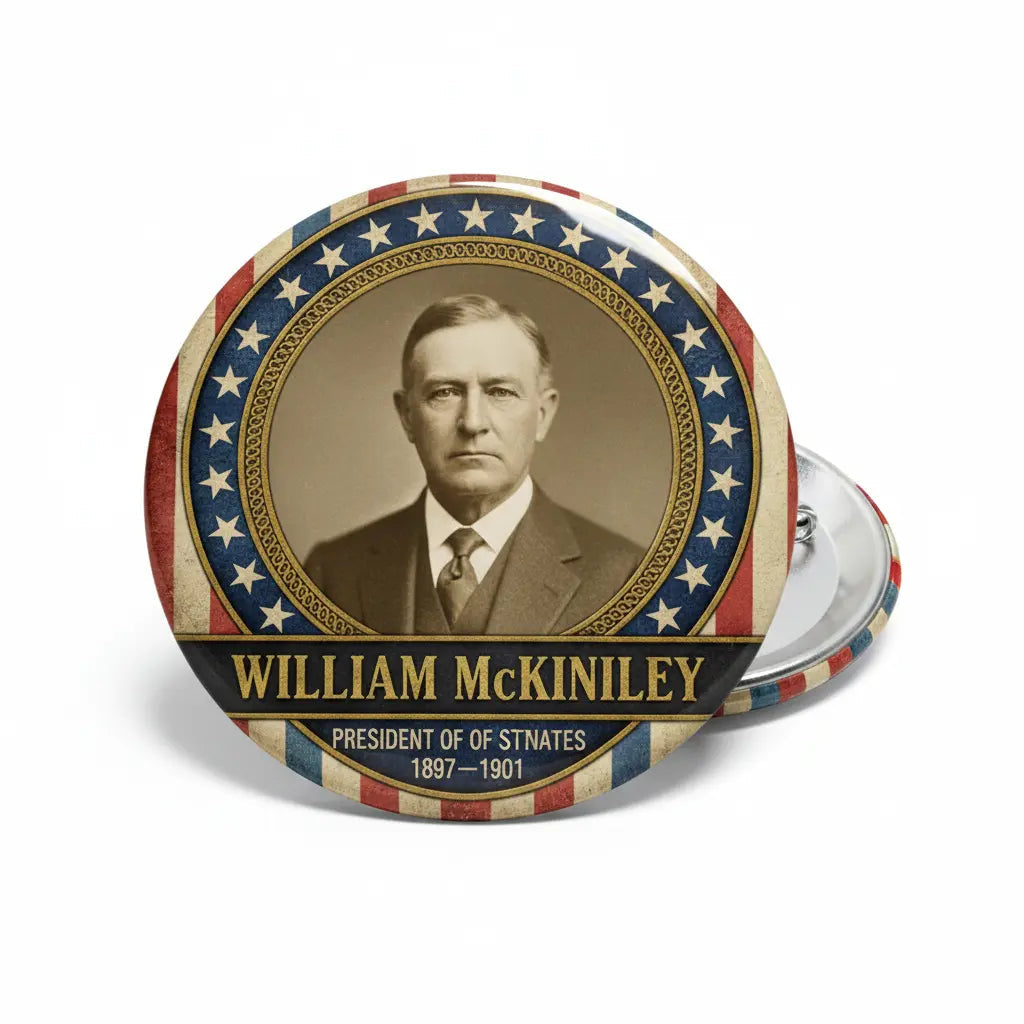USA President WILLIAM MCKINLEY 1897-1901 Pin Button 2.25-inch - mypinbacks.com
