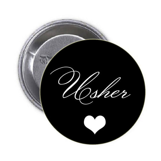 Pin de boda Usher Black Bridal de 1,25"