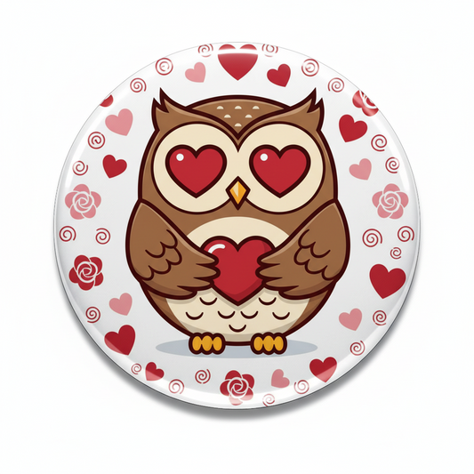 Valentine’s Owl Love Pinback 2.25-inch