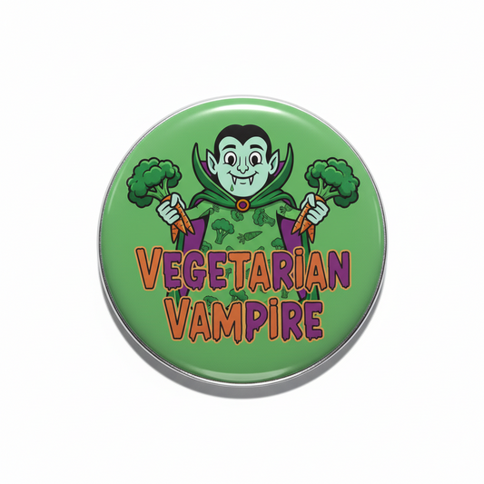 Vegetarian Vampire Funny Pinback 2.25-inch