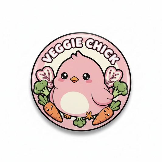 Veggie Chick Pink Pinback 2.25-inch