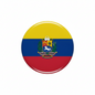 Venezuela flag crest pin, circular 2.25-inch enamel badge with center coat of arms