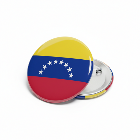 Venezuela flag pinback button with metal clasp, round 2.25-inch