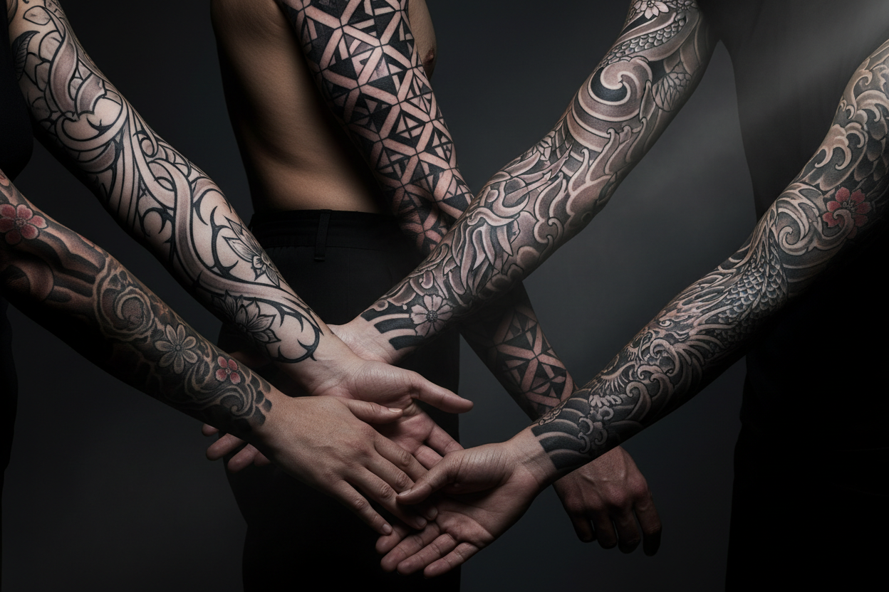 Assorted adult tattoo sleeves, long black-and-gray tattoo print for arms