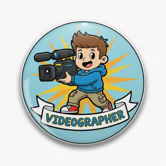 Videographer Pinback Cartoon 2.25-inch