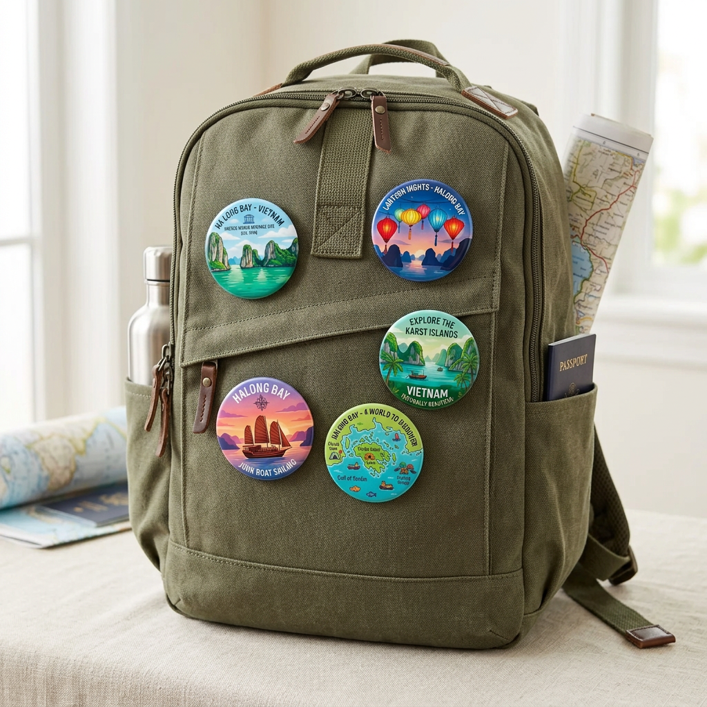 Vietnam Halong Bay Travel Souvenir Pin Button 2.25-inch 5 Pcs
