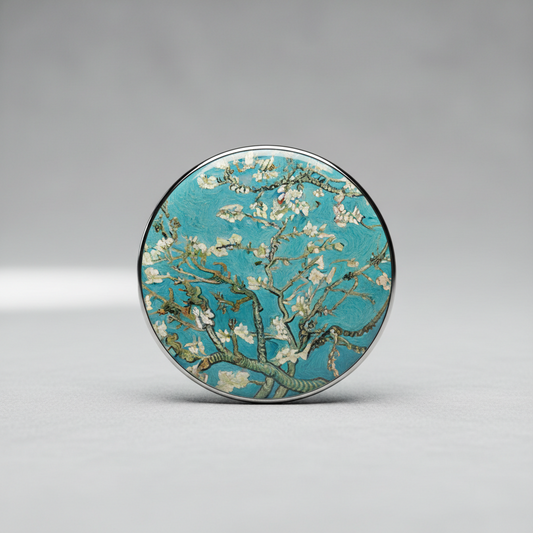 Vincent Van Gogh Almond Blossom Badge Reels Cute Felt Retractable Badge Reels 1.45-inch