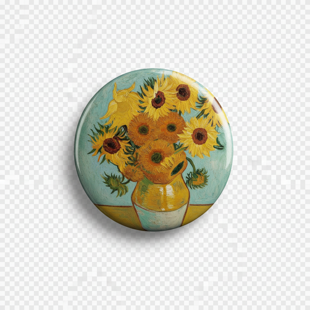 Vincent Van Gogh Sunflowers Badge Reels Cute Felt Retractable Badge Reels 1.45-inch