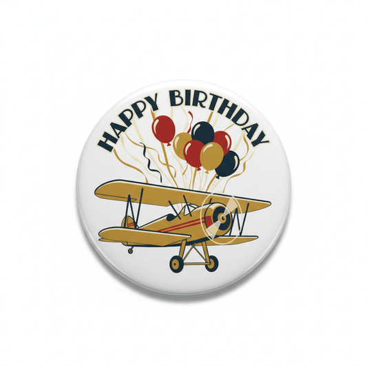 Vintage Airplane Birthday Pinback 2.25-inch - My Pinbacks