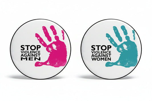 2 Pcs Stop Violence Against Women Pinback 2.25-inch Mypinbacks.com