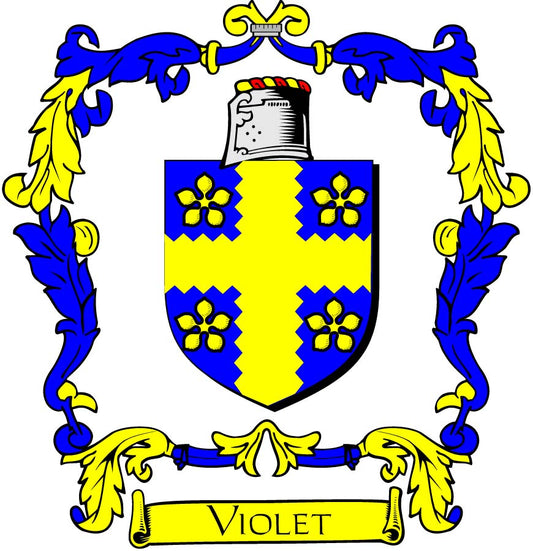 Violet Family Crest 3" Coat of Arms Pinback