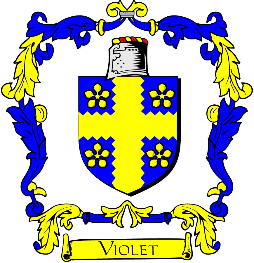 Aimant rond de 3 pouces avec blason de la famille Violet