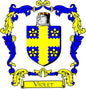 Violet coat of arms magnet with blue and yellow shield and 'VIOLET' banner