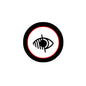 1.25-inch circular pinback badge with black border, red ring, and eye symbol