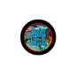 2.25-inch pinback button with black rim; ocean scene center with 'Ocean Marine Life Is Volatile'