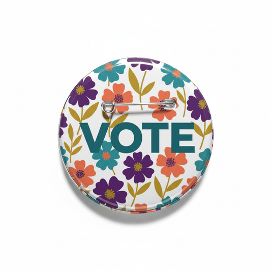 Vote Modern Floral Pattern Multicolored Pinback 2.25-inch - My Pinbacks