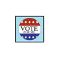 2.25-inch pinback button with circular red white blue “VOTE FOR ME” design