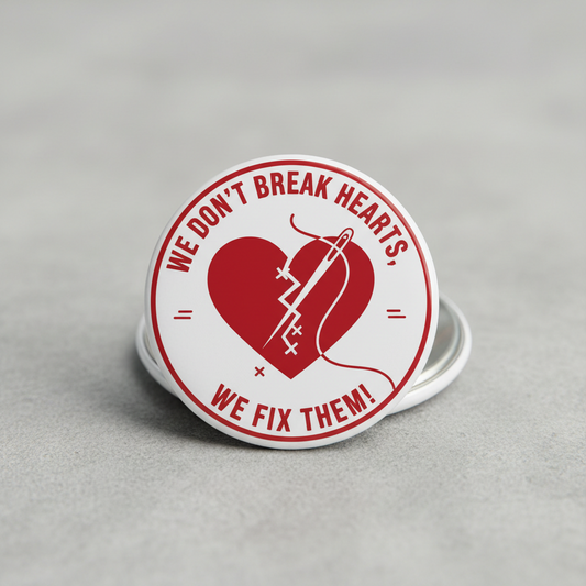 We don’t break hearts, we fix them! ❤️ Pinback 2.25-inch