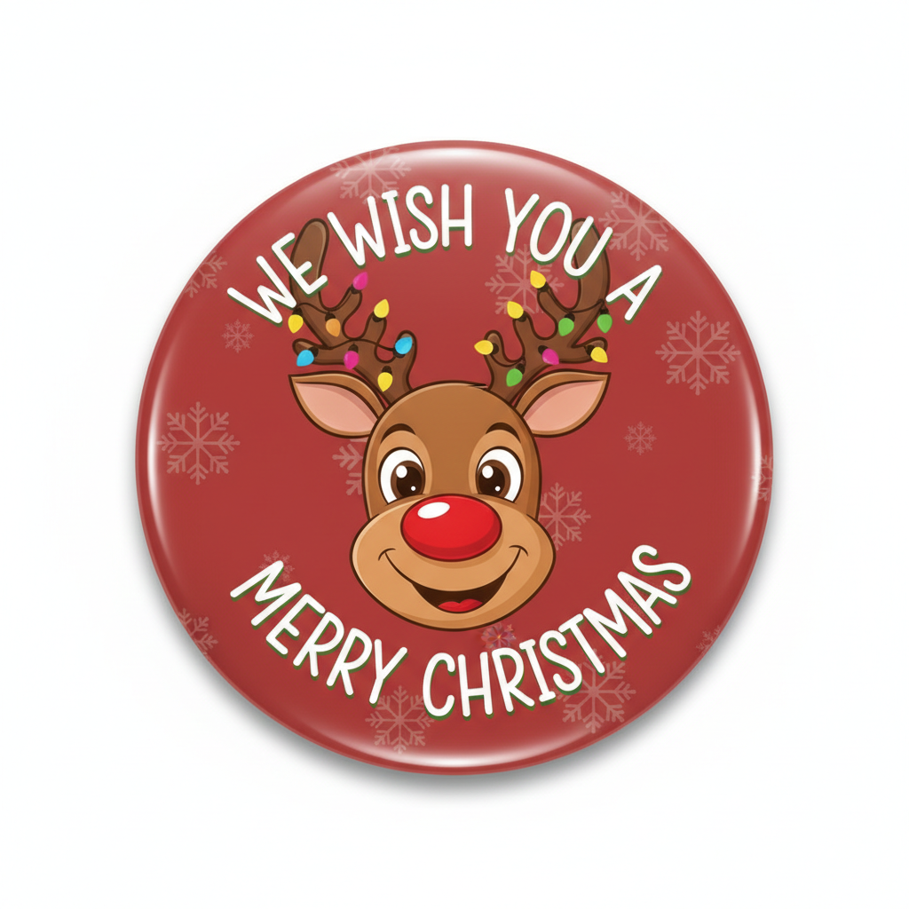 We Wish You A Merry Christmas Pinback 2.25-inch