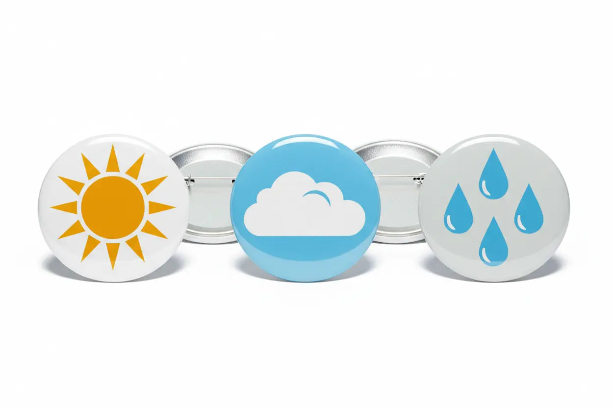 Weather symbols 3 Pcs Pinback 1.25-inch