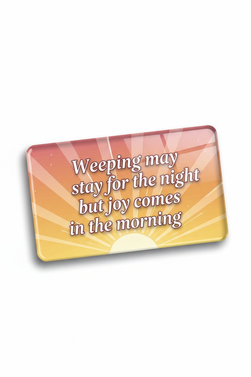 Weeping may stay for the night but joy comes in the morning Acrylic Fridge Magnetic 3-inch x 4-inch