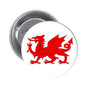 Welsh dragon pinback button, 2.25-inch round red dragon design on white background